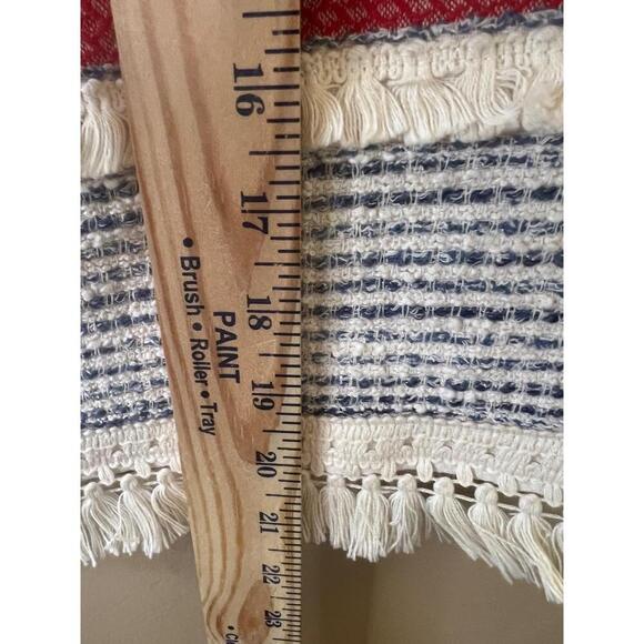 J McLaughlin Red White Stripes Textured Fabric Fringe Hem Straight Skirt Size 12 - Picture 9 of 9